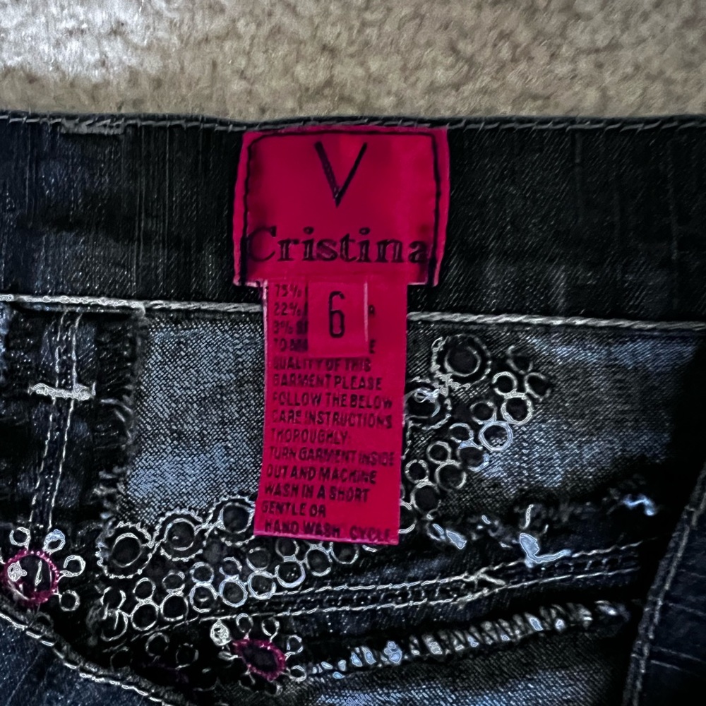 V Cristina red and crystal embellished Jeans, sz 6 - Picture 10 of 10